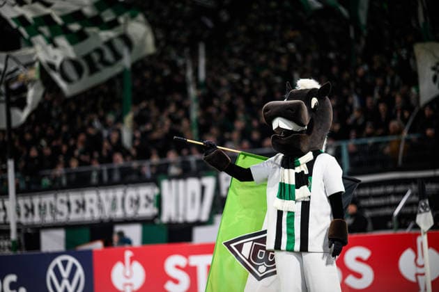 MOENCHENGLADBACH, GERMANY - 2 DECEMBER, 2025: Junter, Mascot - The DFB Pokal, German Cup, match Borussia vs St.Pauli at Borussia Park.  Copyright: xVitaliixKliuievx
