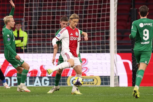 Kasper Dolberg of AFC Ajax during the match AFC Ajax Amsterdam vs FC Groningen at the Johan Cruijff ArenA for the Dutch Vriendenloterij Eredivisie season 2025-2026 in AMSTERDAM, Netherlands on 1 december 2025, (photo by Peter Lous EYE4images DeFodi Images)