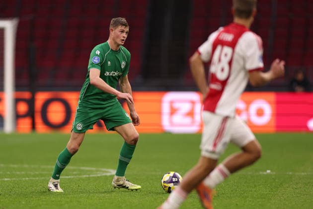 Dies Janse of FC Groningen during the match AFC Ajax Amsterdam vs FC Groningen at the Johan Cruijff ArenA for the Dutch Vriendenloterij Eredivisie season 2025-2026 in AMSTERDAM, Netherlands on 1 december 2025, (photo by Peter Lous EYE4images DeFodi Images)