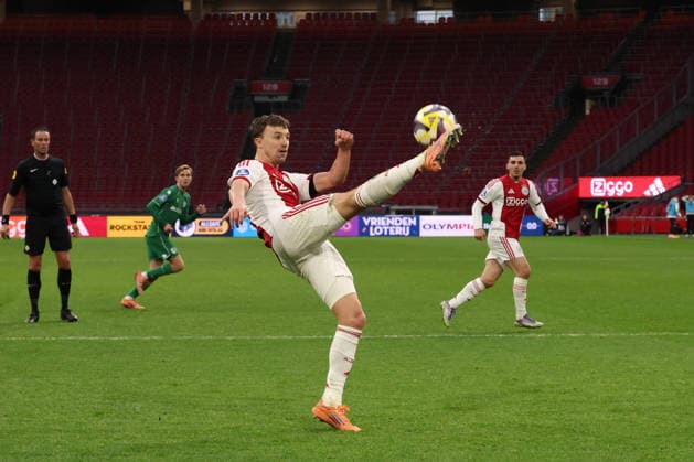 Youri Regeer of AFC Ajax during the match AFC Ajax Amsterdam vs FC Groningen at the Johan Cruijff ArenA for the Dutch Vriendenloterij Eredivisie season 2025-2026 in AMSTERDAM, Netherlands on 1 december 2025, (photo by Peter Lous EYE4images DeFodi Images)