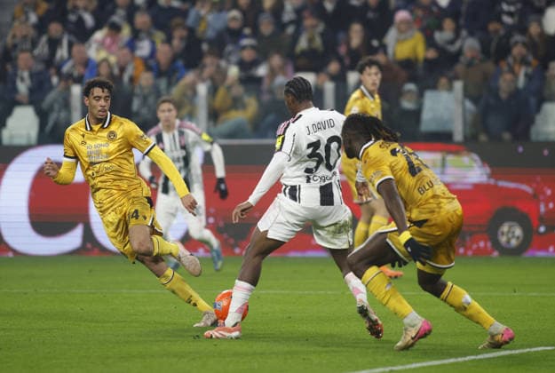 CALCIO - Coppa Italia - Juventus FC vs Udinese Calcio Jonathan David of Juventus FC during the Coppa Itallia, 2025 26 season, football match between Juventus FC and Udinese Calcio on 02 Dicember 2025, at Allianz Stadium, Turin, taly. Photo Nderim KACELI Turin Italy  Copyright: xIPAxSport ABACAx