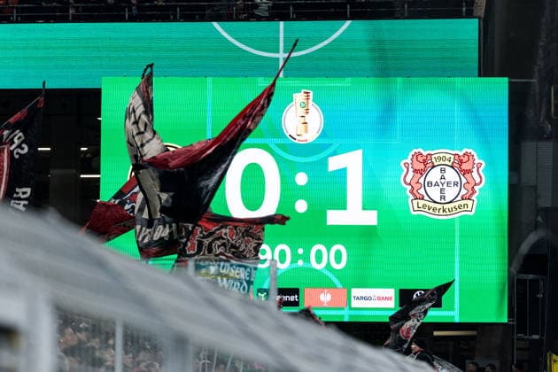 DORTMUND, GERMANY - DECEMBER 2: Final score 0:1 after the DFB Pokal Round of 16 match between Borussia Dortmund vs. Bayer 04 Leverkusen at Signal Iduna Park on Round of Sixteen of the DFB Pokal on December 2, 2025 in Dortmund, Germany. DFB REGULATIONS PROHIBIT ANY USE OF PHOTOGRAPHS AS IMAGE SEQUENCES AND OR QUASI-VIDEO. North Rhine Westphalia Germany Copyright: xBEAUTIFULxSPORTS Wunderlx