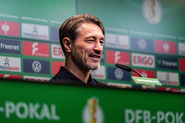 02.12.2025, Borussia Dortmund vs. Bayern 04 Leverkusen, DFB Pokal, Achtelfinale Niko Kovac (Borussia Dortmund, Trainer) und Kasper Hjulmand bei der Pressekonferenz Wichtiger Hinweis: Gemaess den Vorgaben der DFL Deutsche Fussball Liga bzw. des DFB Deutscher Fussball-Bund ist es untersagt, in dem Stadion und oder vom Spiel angefertigte Fotoaufnahmen in Form von Sequenzbildern und oder videoaehnlichen Fotostrecken zu verwerten Copyright: xBahhoxKarax