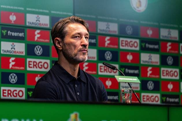 02.12.2025, Borussia Dortmund vs. Bayern 04 Leverkusen, DFB Pokal, Achtelfinale Niko Kovac (Borussia Dortmund, Trainer) und Kasper Hjulmand bei der Pressekonferenz Wichtiger Hinweis: Gemaess den Vorgaben der DFL Deutsche Fussball Liga bzw. des DFB Deutscher Fussball-Bund ist es untersagt, in dem Stadion und oder vom Spiel angefertigte Fotoaufnahmen in Form von Sequenzbildern und oder videoaehnlichen Fotostrecken zu verwerten Copyright: xBahhoxKarax