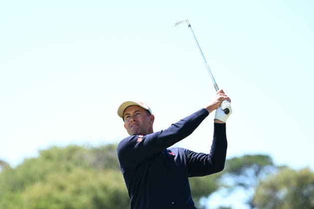 AUSTRALIAN OPEN GOLF PRO AM, Adam Scott of Australia plays a shot during the Pro-Am round ahead of the Australian Open at the Royal Melbourne Golf Club in Melbourne, Wednesday, December 3, 2025. ( NO ARCHIVING MELBOURNE VICTORIA AUSTRALIA Royal Melbourne Golf Club  Copyright: xJAMESxROSSx 20251203127786959920