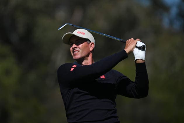 AUSTRALIAN OPEN GOLF PRO AM, Adam Scott of Australia plays a shot during the Pro-Am round ahead of the Australian Open at the Royal Melbourne Golf Club in Melbourne, Wednesday, December 3, 2025. ( NO ARCHIVING MELBOURNE VICTORIA AUSTRALIA Royal Melbourne Golf Club  Copyright: xJAMESxROSSx 20251203159829033246