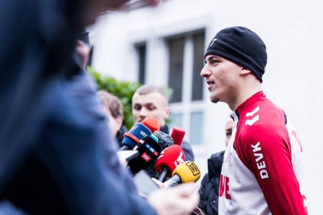 1. Fussball Bundesliga: Training 1. FC Köln; 03.12.2025 Said El Mala (1. FC Köln, 13) im Mediengespräch, Interview, Mixed Zone 1. Fussball Bundesliga: Training 1. FC Köln; Geissbockheim, 03.12.2025 Copyright: xBEAUTIFULxSPORTS Wunderlx