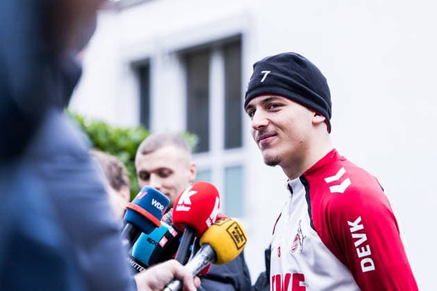 1. Fussball Bundesliga: Training 1. FC Köln; 03.12.2025 Said El Mala (1. FC Köln, 13) im Mediengespräch, Interview, Mixed Zone 1. Fussball Bundesliga: Training 1. FC Köln; Geissbockheim, 03.12.2025 Copyright: xBEAUTIFULxSPORTS Wunderlx