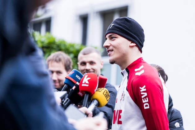 1. Fussball Bundesliga: Training 1. FC Köln; 03.12.2025 Said El Mala (1. FC Köln, 13) im Mediengespräch, Interview, Mixed Zone 1. Fussball Bundesliga: Training 1. FC Köln; Geissbockheim, 03.12.2025 Copyright: xBEAUTIFULxSPORTS Wunderlx