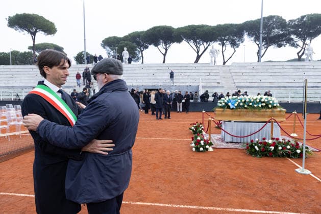 Alessandro Onorato and Filippo Pietrangeli during the funeral chapel of Nicola Pietrangeli in Rome  Copyright: xMatteoxNardonex xipa-agency.netx xMatteoxNardonex IPA_Agency_IPA68674608