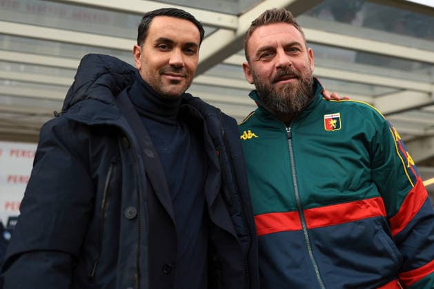 Bergamo, Italy, 3rd December 2025. Raffaele Palladino Head coach of Atalanta and Daniele De Rossi Head coach of Genoa CFC pose for a photo prior to kick off in the Atalanta vs Genoa Coppa Italia match at New Balance Arena, Bergamo. Picture credit should read: Jonathan Moscrop Sportimage EDITORIAL USE ONLY. No use with unauthorised audio, video, data, fixture lists, club league logos or live services. Online in-match use limited to 120 images, no video emulation. No use in betting, games or single club league player publications. SPI_015_JM_ATALANTA_GENOA_CI SPI-4320-0015