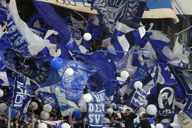 03.12.2025, xrekx, Fussball DFB Pokal 1 8 Finale, SC Freiburg - SV Darmstadt 98 v.l. Darmstadt Fans ,Stimmung, Schals, Trikot, Fahne, Banner, Ultras, Zuschauer, Besucher, Choreo, Choreografie, atmosphere, spectators, Visitors (DFL DFB REGULATIONS PROHIBIT ANY USE OF PHOTOGRAPHS as IMAGE SEQUENCES and or QUASI-VIDEO) Freiburg