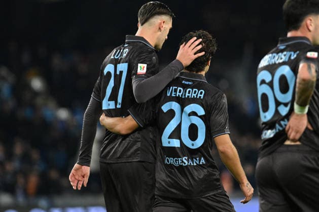 Lorenzo Lucca of SSC Napoli celebrates scoring a goal of 1-0 during the Serie A Enelive betwee US Lecce vs SSC Napoli at Via Del Mare Stadium  Copyright: xDaniloxGemito IPAxSportx xipa-agency.netx xx IPA_68694056 IPA_Agency_IPA68694056