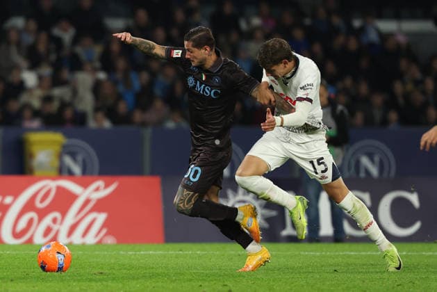 Napoli™s Pasquale Mazzocchi during the round of 16 Frecciarossa Italian Cup 2025 2026 soccer match between Napoli and Cagliari at Maradona Stadium in Naples, south Italy - December 3, 2025. - Soccer  Copyright: xAlessandroxGarofalo LaPressex