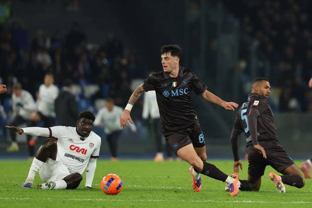 Napoli™s Giuseppe Ambrosino during the round of 16 Frecciarossa Italian Cup 2025 2026 soccer match between Napoli and Cagliari at Maradona Stadium in Naples, south Italy - December 3, 2025. - Soccer  Copyright: xAlessandroxGarofalo LaPressex