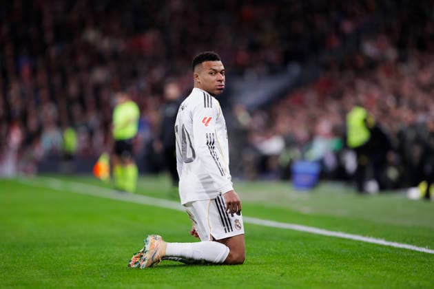 LA LIGA EA Sports -Athletic Club vs Real Madrid BILBAO, SPAIN - December 3:Kylian Mbappe of Real Madrid celebrates a goal during the La Liga 2025 26 match between Athletic Club and Real Madrid at San Mames Stadium. (Photo by Guille Martinez f22photo) Bilbao San Mames Stadium Spain Copyright: xGuillermoxMartinezx