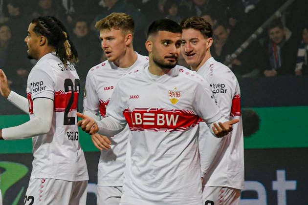 Deniz Undav (Stuttgart 26) jubelt nach dem Tor zum 0:2 03.12.2025 Fussball VfL Bochum vs VfB Stuttgart, Vonovia Ruhrstadion, Bochum, DFB DFL REGULATIONS PROHIBIT ANY USE OF PHOTOGRAPHS AS IMAGE SEQUENCES AND OR QUASI-VIDEO