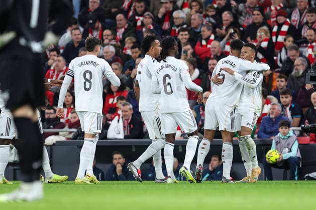 December 3, 2025, Bilbao, Vizcaya, Spain: Kylian Mbappe of Real Madrid CF celebrates a goal during the Spanish League, LaLiga EA Sports, football match played between Athletic Club de Bilbao and Real Madrid at San Mames stadium on December 03, 2025 in Bilbao, Spain. Bilbao Spain - ZUMAa181 20251203_zaa_a181_023 Copyright: xIrinaxR.xHipolitox