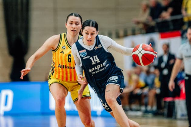 BB-1BL Damen Syntainics MBC Lions - Alba Berlin Katelyn Shumate (GISA Lions MBC) waehrend der Saison 2025-2026 in der DBBL Toyota Bundesliga Syntainics MBC Lions und Alba Berlin in der SWH Arena am 3. December 2025 in Halle Saale, Sachsen Anhalt, Deutschland