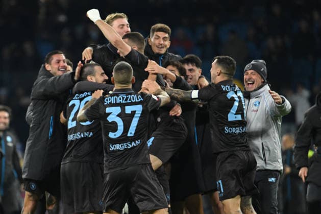 Alessandro Buongiorno of SSC Napoli celebrates the victory whit his team during the Coppa Italia Freccia Rossa match between SSC Napoli- Cagliari Calcio  Copyright: xDaniloxGemito IPAxSportx xipa-agency.netx xx IPA_68698605 IPA_Agency_IPA68698605