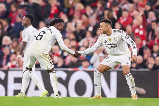 December 3, 2025, Bilbao, Vizcaya, Spain: Kylian Mbappe of Real Madrid CF celebrates after scoring the team s third goal during the LaLiga EA Sports match between Athletic Club and Real Madrid CF at San Mames on December 3, 2025, in Bilbao, Spain. Bilbao Spain - ZUMAa181 20251203_zaa_a181_090 Copyright: xRicardoxLarreinax