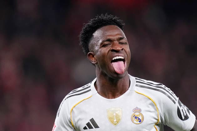 Athletic Club v Real Madrid CF - LaLiga EA Sports Vinicius Junior left winger of Real Madrid and Brazil reacts during the La Liga EA Sports match between Athletic Club and Real Madrid CF at Estadio de San Mames on December 3, 2025 in Bilbao, Spain. Bilbao Basque Country Spain  Copyright: xJosexBretonx originalFilename:bretonhernandez-athletic251203_npQvn.jpg