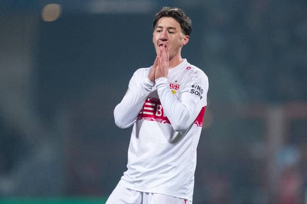 BOCHUM, GERMANY - DECEMBER 3: Angelo Stiller of VfB Stuttgart rues a missed chance during the DFB Cup round of 16 match between VfL Bochum and VfB Stuttgart at Vonovia Ruhrstadion on December 3, 2025 in Bochum, Germany. (Photo by Rene Nijhuis) SPO  Copyright: xRenexNijhuis
