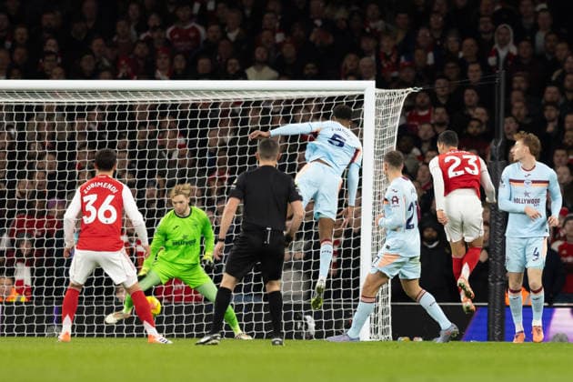 Arsenal v Brentford, Premier League, Football, The Emirates Stadium, London, UK - 03 Dec 2025 Goal. Mikel Merino of Arsenal FC scores the first goal of the game London The Emirates Stadium Highbury GBR, UK NEWSPAPERS OUT Copyright: xEllixBirchx