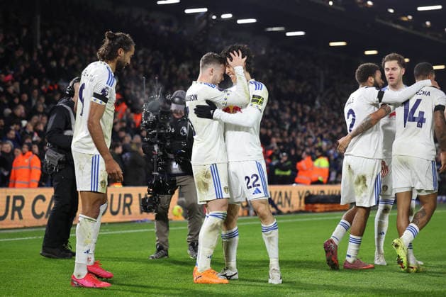 Leeds United v Chelsea 03 December 2025, Leeds - Premier League Football - Leeds United v Chelsea - Ao Tanaka of Leeds United celebrates scoring their 2nd goal with Gabriel Gudmundsson - (photo by Daniel Chesterton) Leeds UK Copyright: xDanielxChestertonxOffside