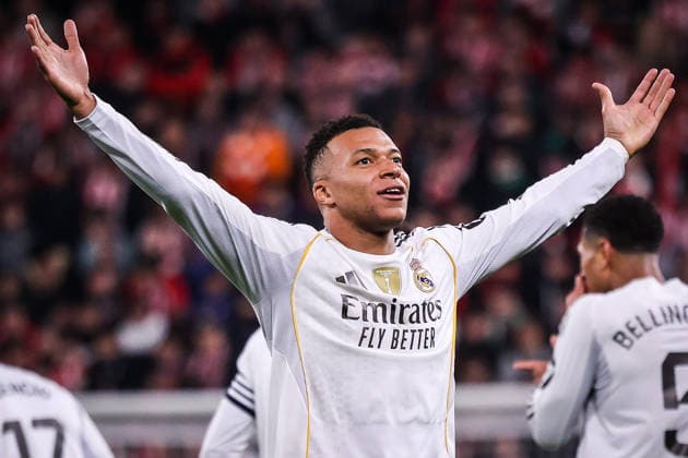 December 3, 2025, Bilbao, Spain, Spain: Kylian MBAPPE of Real Madrid celebrates his goal during the LaLiga match between Athletic Club and Real Madrid CF at San Mames Stadium on December 03, 2025 in Bilbao, Spain. Marcos Calvo Bilbao Spain - ZUMAm308 20251203_zsp_m308_024 Copyright: xMatthieuxMirvillex