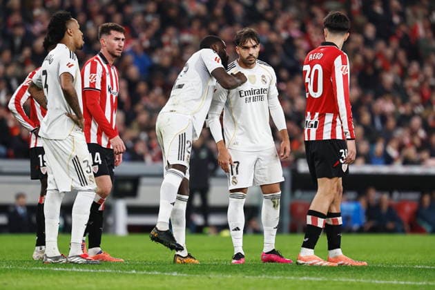 Raul Asencio (Real), DECEMBER 3, 2025 - Football Soccer : Spanish La Liga EASports match between Athletic Club de Bilbao - Real Madrid CF at the Estadio San Mames in Bilbao, Spain. Noxthirdxpartyxsales  aflo_312419706