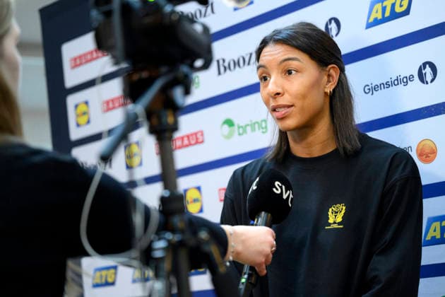 DORTMUND 20251204 Jamina Roberts vid en pressträff pa spelarhotellet under damernas handbolls-VM i Dortmund, Tyskland. DORTMUND TYSKLAND x10070x