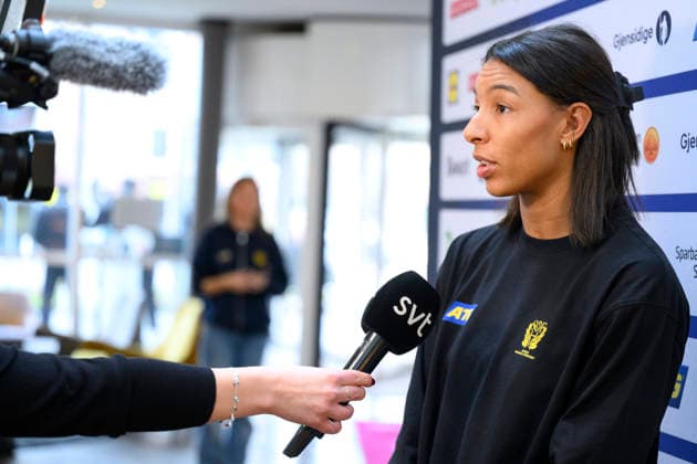 DORTMUND 20251204 Jamina Roberts vid en pressträff pa spelarhotellet under damernas handbolls-VM i Dortmund, Tyskland. DORTMUND TYSKLAND x10070x