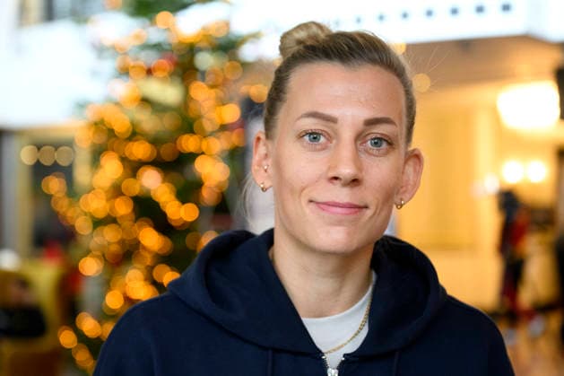 DORTMUND 20251204 Nathalie Hagman vid en pressträff pa spelarhotellet under damernas handbolls-VM i Dortmund, Tyskland. DORTMUND TYSKLAND x10070x