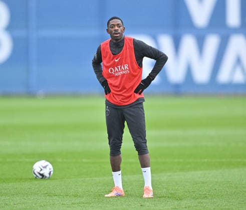 Paris Saint-Germain media day at the PSG Campus POISSY, FRANCE - DECEMBER 04: Player of Paris Saint-Germain Ousmane Dembele reacts during a training session on media day at the PSG Campus in Poissy, west of Paris, France on December 04, 2025. Mustafa Yalcin Anadolu Poissy France. Editorial use only. Please get in touch for any other usage.  Copyright: x2025xAnadoluxMustafaxYalcinx