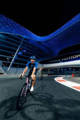 Formula 1 Abu Dhabi Grand Prix 2025 Pierre Gasly cycling on Media Day at the Abu Dhabi Grand Prix 2025