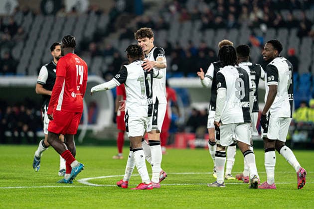 Benie Adama Traore (11 FC Basel 1893) celebrating with team after scoring teams first goal during the Swiss Cup Round of 16 match between FC Grand-Saconnex and FC Basel 1893 at St. Jakob-Park, Basel, Switzerland. Copyright: xPriscilaxBütlerx xSPPx Sportspressphoto_SPR69781