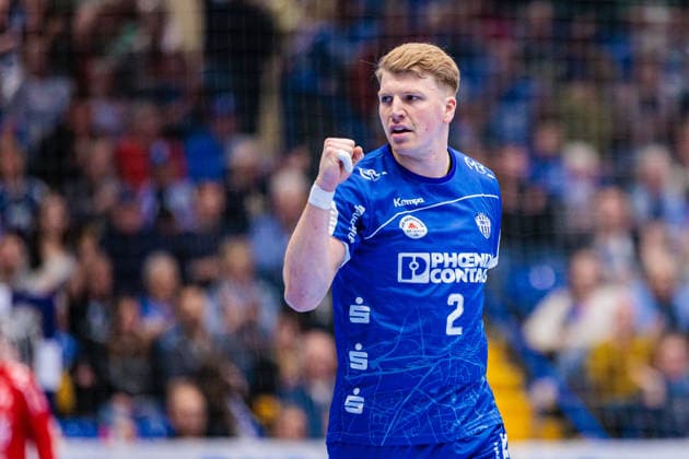 Lukas Hutecek (TBV Lemgo Lippe, 02) jubelt nach Torerfolg Tor GER, TBV Lemgo Lippe vs. SG Flensburg-Handewitt, Handball, 1. Bundesliga, 15. Spieltag, Spielzeit 2025 2026, 04.12.2025 GER, TBV Lemgo Lippe vs. SG Flensburg-Handewitt, Handball, 1. Bundesliga, 15. Spieltag, Spielzeit 2025 2026, 04.12.2025 Lemgo Copyright: xEibner-Pressefoto JanxRollingerx EP_JSK