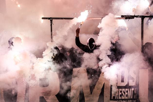 Charleroi s supporters pictured at the start of a soccer game between Sporting Charleroi and KV Mechelen, in the 1 8 final of the Croky Cup Belgian cup, Thursday 04 December 2025 in Charleroi. BRUNOxFAHY  x146501843x