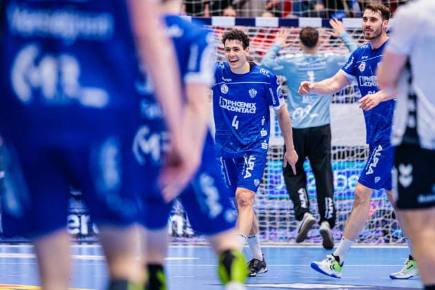 Samuel Zehnder (TBV Lemgo Lippe, 04) jubelt freut sich nach 34:33 Sieg GER, TBV Lemgo Lippe vs. SG Flensburg-Handewitt, Handball, 1. Bundesliga, 15. Spieltag, Spielzeit 2025 2026, 04.12.2025 GER, TBV Lemgo Lippe vs. SG Flensburg-Handewitt, Handball, 1. Bundesliga, 15. Spieltag, Spielzeit 2025 2026, 04.12.2025 Lemgo Copyright: xEibner-Pressefoto JanxRollingerx EP_JSK