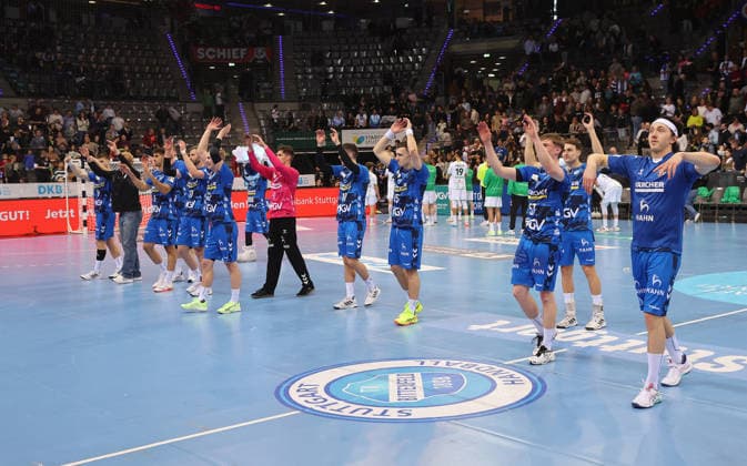 Stuttgart , Handball Daikin HBL Bundesliga TVB Stuttgart vs. HSG Wetzlar , Jubel TVB