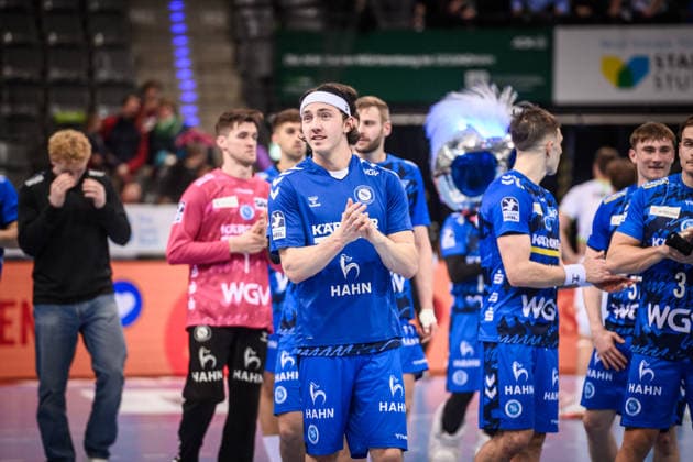 Kasper Thorsen Lien (TVB Stuttgart, 07) - Freude, Jubel, Laecheln GER, TVB 1898 Stuttgart - HSG Wetzlar, DAIKIN HBL, Handball, Bundesliga, 11. Spieltag, Spielzeit 2025 2026, 04.12.2025 GER, TVB 1898 Stuttgart - HSG Wetzlar, DAIKIN HBL, Handball, Bundesliga, 11. Spieltag, Spielzeit 2025 2026, 04.12.2025 Stuttgart Copyright: xSandyxDinkelackerx EP_SDR