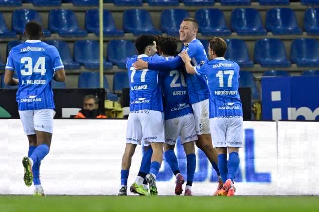 KRC Genk v RSC Anderlecht - Belgian Croky Cup GENK, BELGIUM - DECEMBER 04 : Players of KRC Genk celebrates scoring a goal during the Belgian Croky Cup round of 16 match between KRC Genk and RSC Anderlecht on December 4, 2025 in Genk, Belgium, 04 12 2025 Genk Belgium  Copyright: xDhax