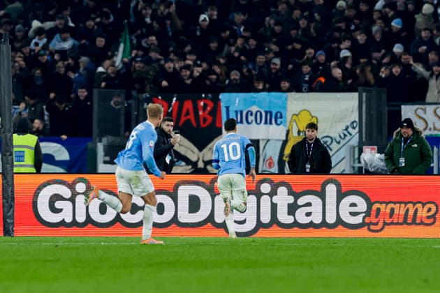 Coppa Italia round of 16 football match SS Lazio vs AC Milan Lazio™s Italian midfielder Mattia Zaccagni celebrates after scoring a goal during Coppa Italia round of 16 football match between SS Lazio vs AC Milan at Olimpico Stadium on December 04, 2025, in Rome. _BPH3431_1 Copyright: xAntonioxBalascox
