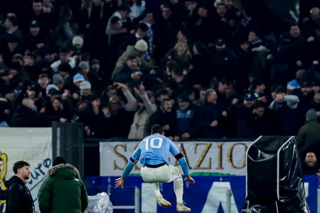 Coppa Italia round of 16 football match SS Lazio vs AC Milan Lazio™s Italian midfielder Mattia Zaccagni celebrates after scoring a goal during Coppa Italia round of 16 football match between SS Lazio vs AC Milan at Olimpico Stadium on December 04, 2025, in Rome. _BPH3461_1 Copyright: xAntonioxBalascox