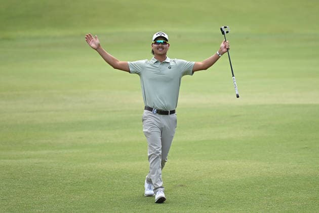 GOLF AUSTRALIAN OPEN, Min Woo Lee of Australia reacts on the 6th hole in round two of the Australian Open Golf tournament at the Royal Melbourne Golf Club in Melbourne, Friday, December 5, 2025. ( NO ARCHIVING, EDITORIAL USE ONLY MELBOURNE VICTORIA AUSTRALIA  Copyright: xJAMESxROSSx 20251205121190500470