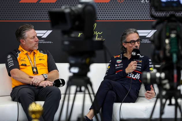 F1 - ABU DHABI GRAND PRIX 2025 BROWN Zak (usa), CEO of of McLaren Racing, portrait MEKIES Laurent (fra), CEO & Team Principal at Red Bull Racing press conference, PK, Pressekonferenz during the 2025 Formula 1 Abu Dhabi Grand Prix, 24th round of the 2025 FIA Formula One World Championship, WM, Weltmeisterschaft from December 05 to 07, 2025 on the Yas Marina Circuit, in Abu Dhabi, United Arab Emirates - Abu DhabiUnited Arab Emirates Copyright: xXavixBonillax