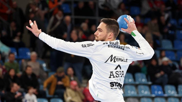 05.12.2025, Deutschland, Bietigheim, Handball 2. Bundesliga, SG BBM Bietigheim vs. HC Oppenweiler Backnang, Dominik Weiß (HCO)