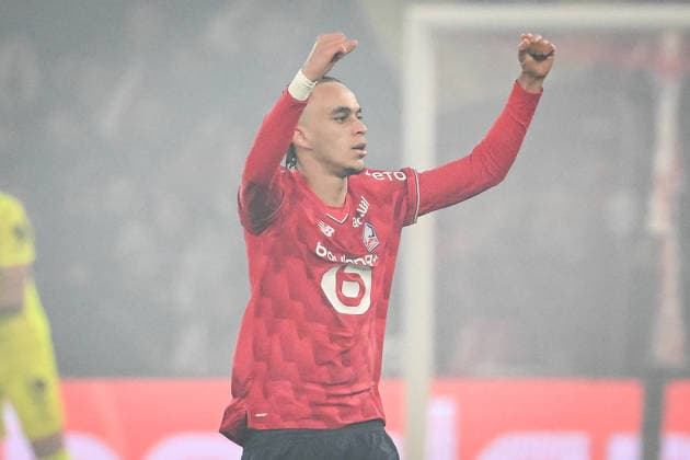 December 5, 2025, Villeneuve-D ascq, France, France: Ethan MBAPPE of Lille celebrates his goal during the Ligue 1 match between Lille OSC (LOSC) and Olympique de Marseille (OM) at Pierre Mauroy Stadium on December 05, 2025 in Villeneuve-d Ascq near Lille, France. Villeneuve-D ascq France - ZUMAm308 20251205_zsp_m308_001 Copyright: xMatthieuxMirvillex
