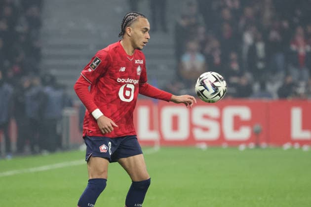FOOTBALL : LOSC Lille vs Olympique de Marseille - Ligue 1 J15 - 05 12 2025 Ethan MBAPPE (LOSC Lille) lors du match LOSC Lille vs Olympique de Marseille, Ligue 1 J15, Decathlon Arena stade Pierre Mauroy, le 5 dÃ cembre 2025 - photo Laurent Sanson PsnewZ  Copyright: xLaurentxSANSONx xPsnewZx
